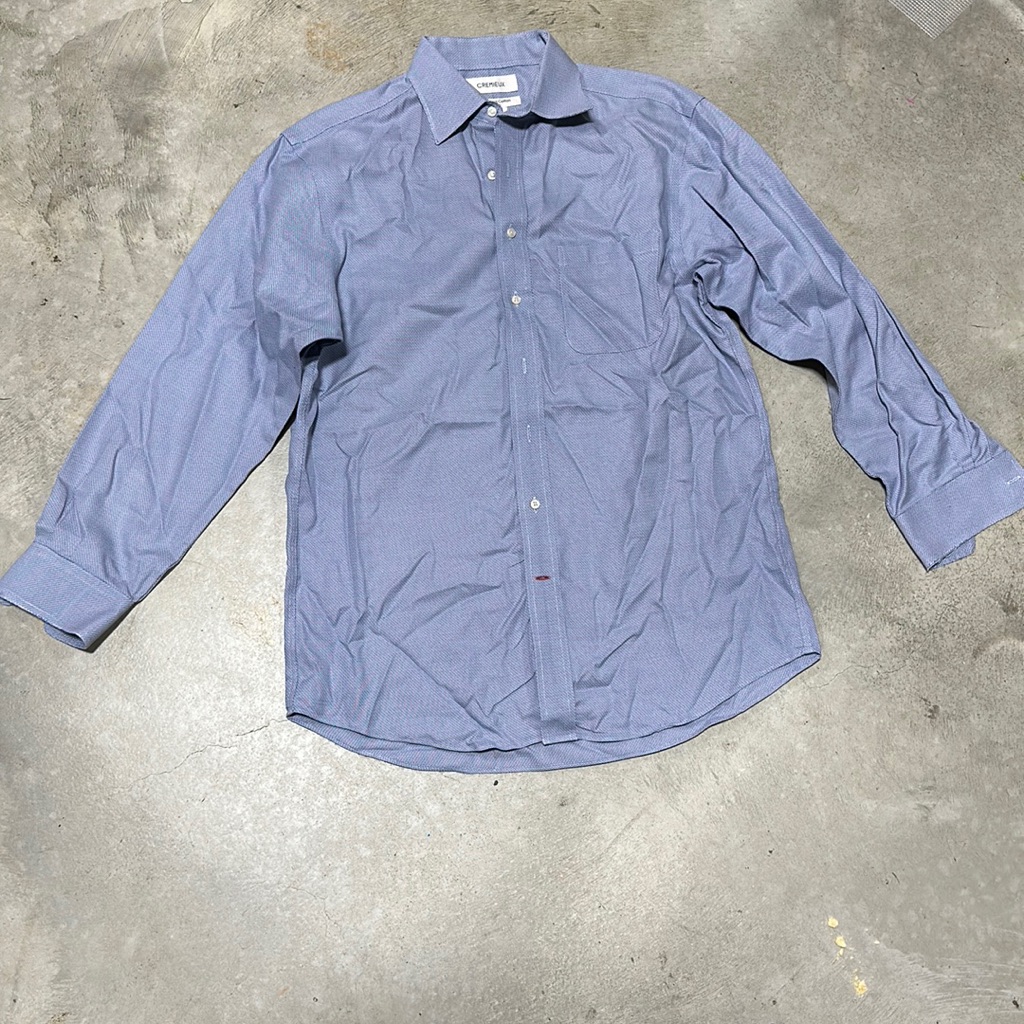 Cremieux Brand Blue Button Up Shirt  Size 15 12  D62